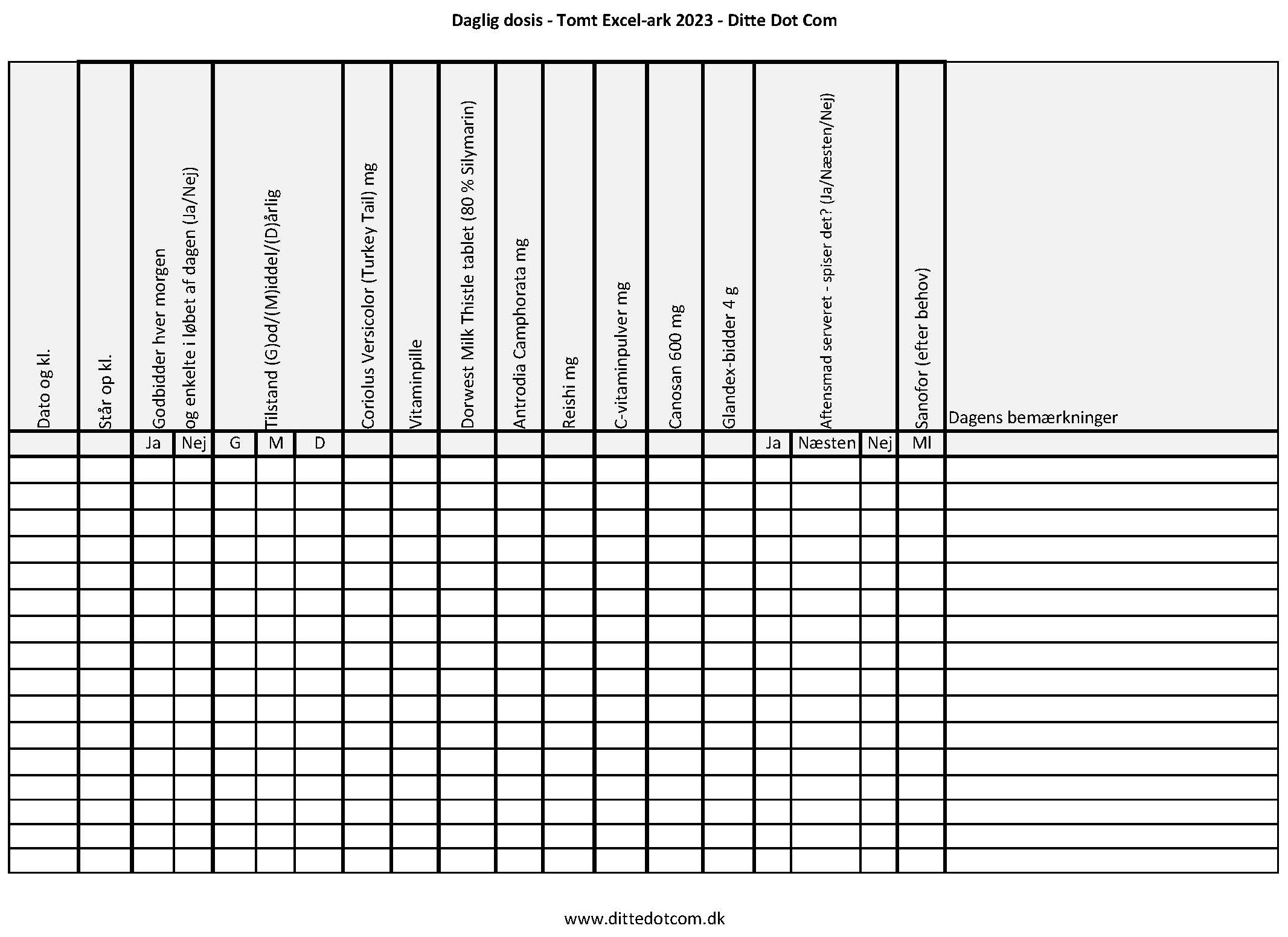 Tomt Excel-ark 2023-DitteDotCom